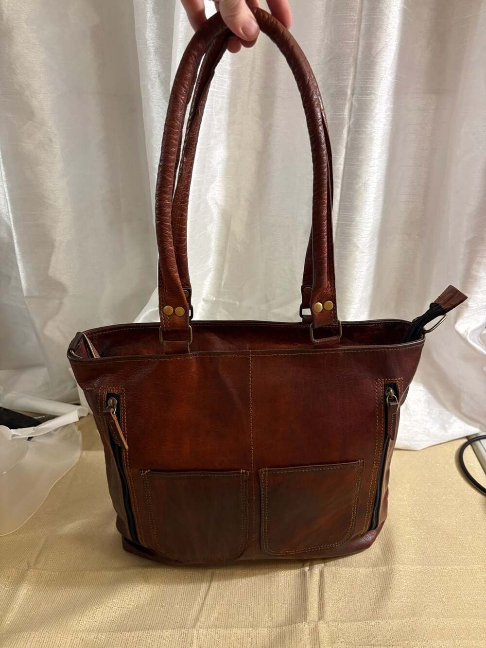 Madosh Brown Leather Tote Bag
